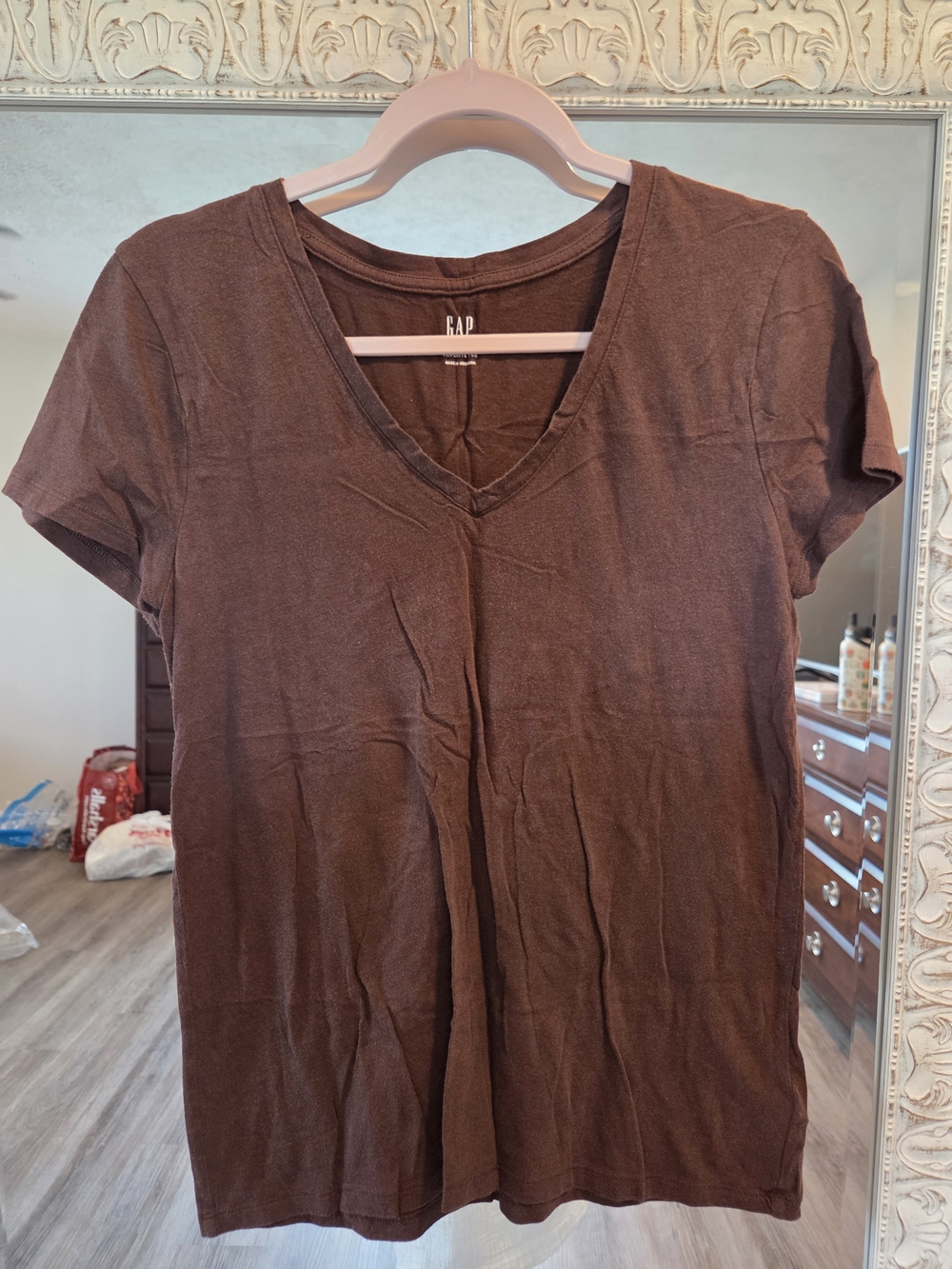 GAP Brown V-Neck Short Sleeve Tee
